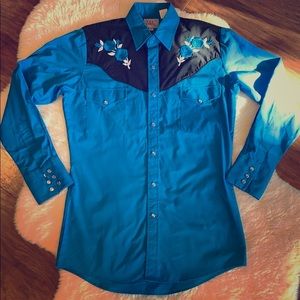 Vintage Ely Diamond Western Shirt - Mens Small